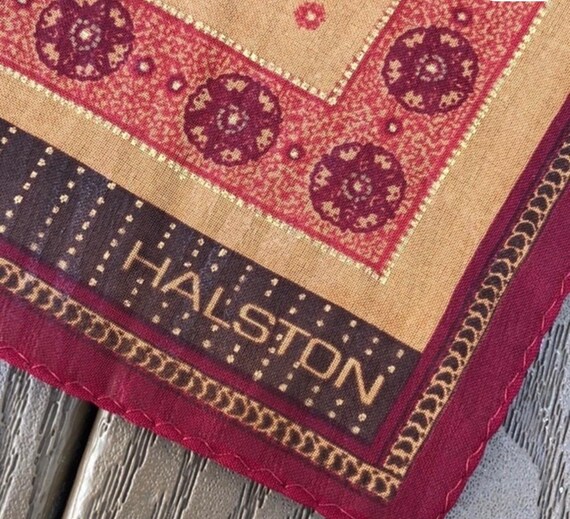Vintage Halston geometric pattern, fall colors, o… - image 3