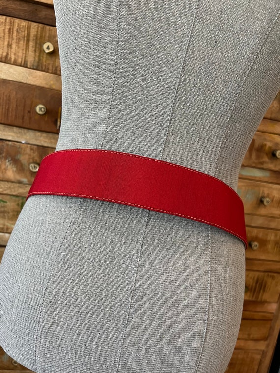 Vintage red/tan topstitching waist belt - image 3