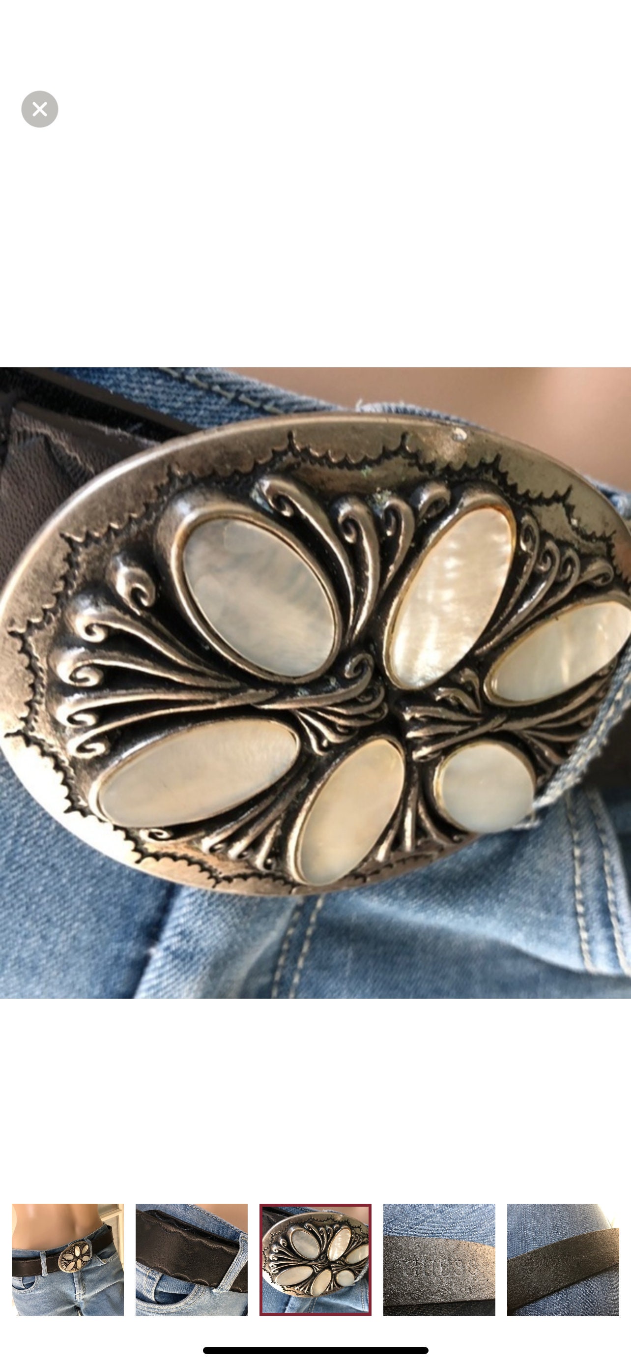 Guess Vintage Black Leather Western Silver Buckle With  display picture 2