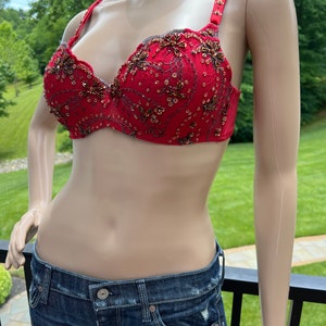 Vintage with tag’s 90s Guess Marciano Lolita Red sequined beaded bra