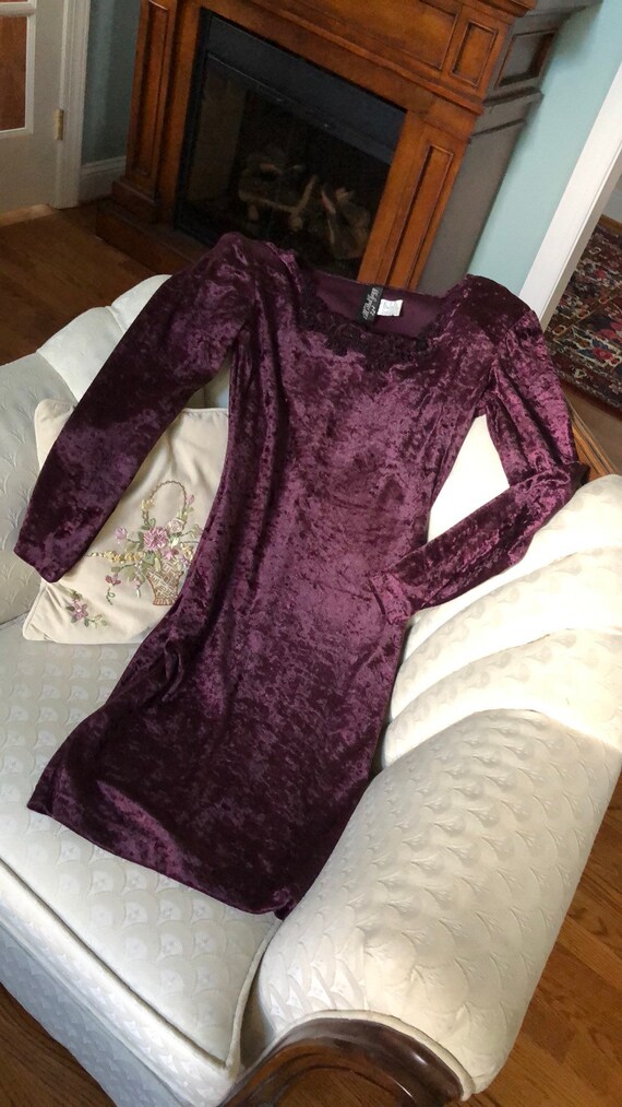 Vintage All That Jazz purple velvet embellished dress Gem