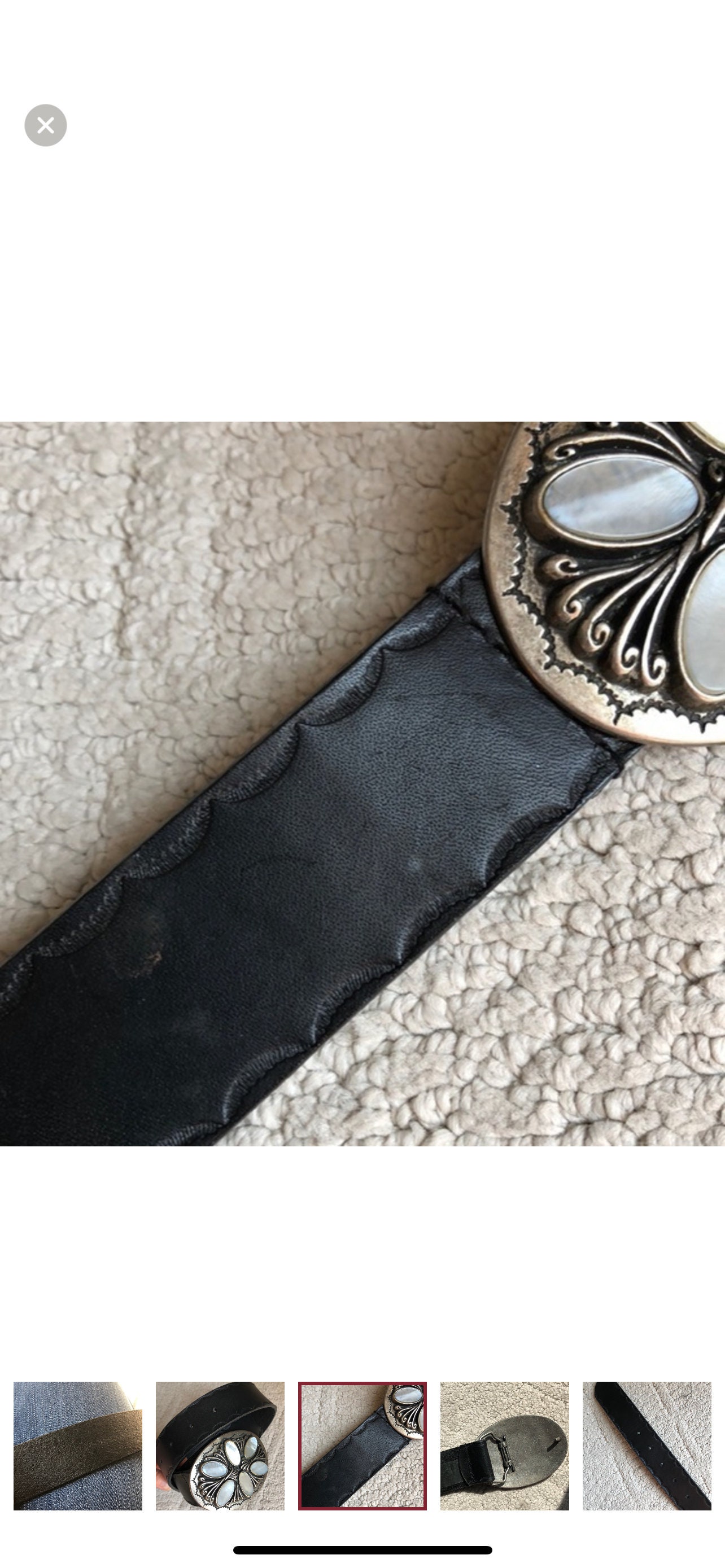 GUESS Genuine Leather Belt Black & Silver Southwestern Buckle Medium Guess Vezzola In Coal For Women | 4G Logo Adjustable Belt  main image 3