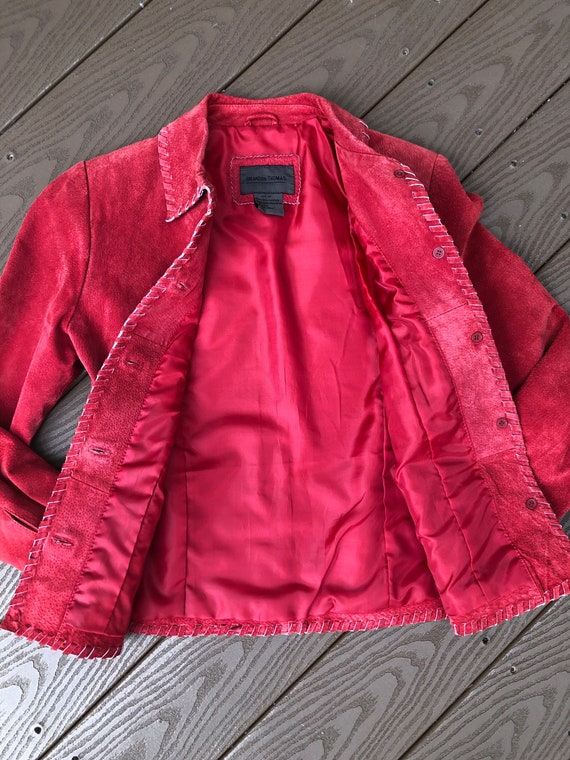 Brandon Thomas raspberry red suede braid trim jac… - image 7