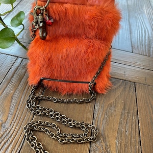 Ginger Orange Genuine Rabbit Fur Evening Bag