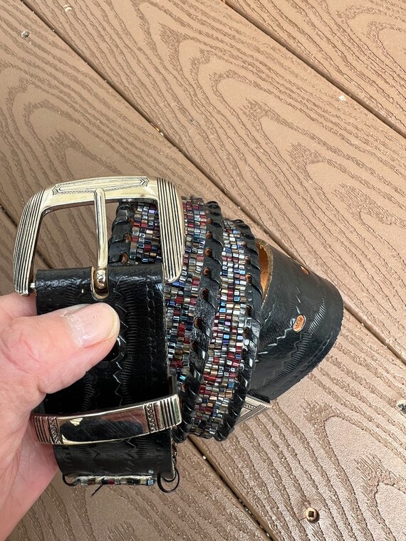 Black beaded belt with silver accents s-l400.jpg main image 2