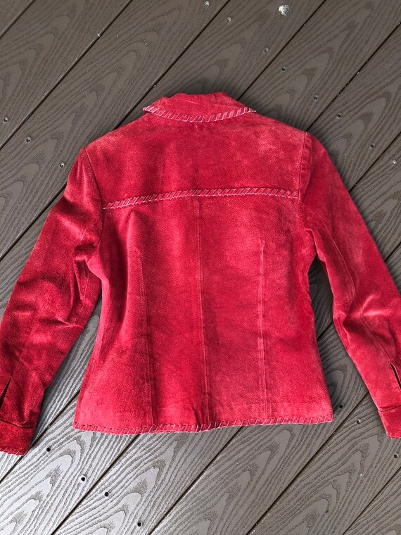Brandon Thomas raspberry red suede braid trim jac… - image 9