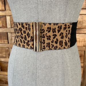 Vintage Bebe leopard print wide stretch waist belt