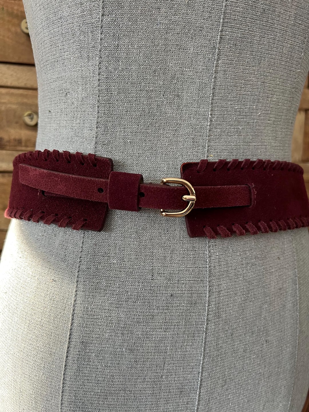 Vintage Ann Taylor Burgundy Suede Waist Belt - Etsy display picture 1
