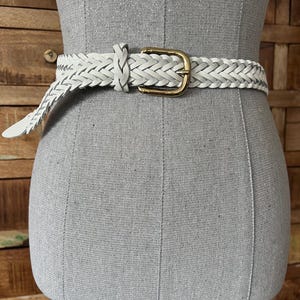 Vintage Braided White Leather Belt - Etsy display picture 3