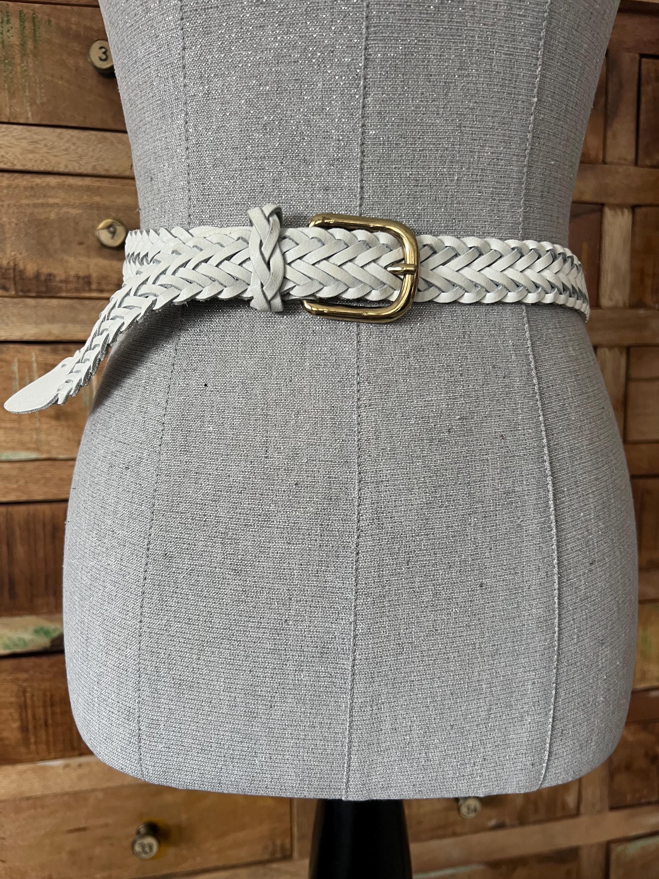 Vintage Braided White Leather Belt - Etsy display picture 2