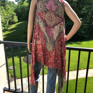 Soft surroundings Bohemian embroidered fringed wrap image 5