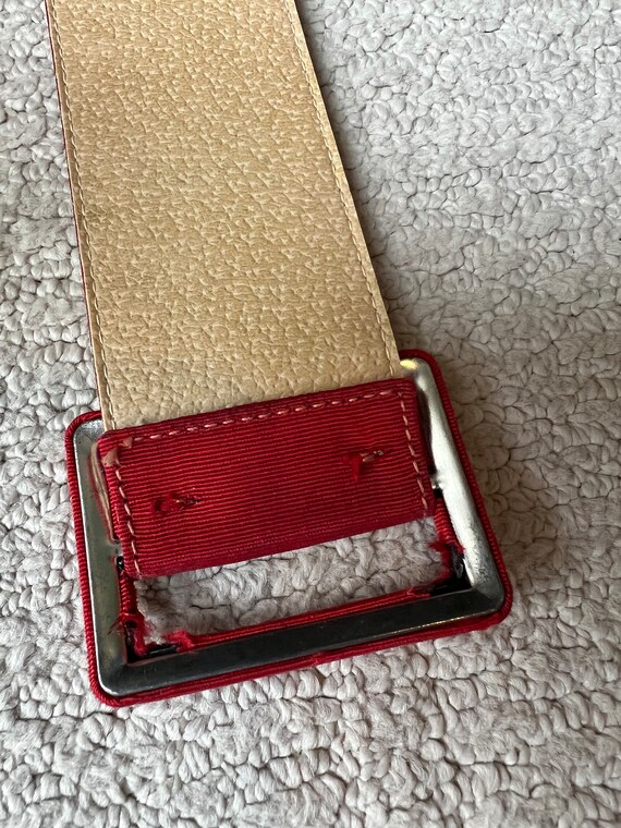 Vintage red/tan topstitching waist belt - image 7