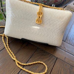 Vintage Lucite Italian made Ivory hard case wedding/evening bag