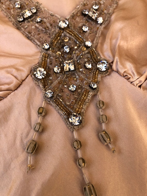 Vintage Tracy Reese champagne silk embellished Ar… - image 10