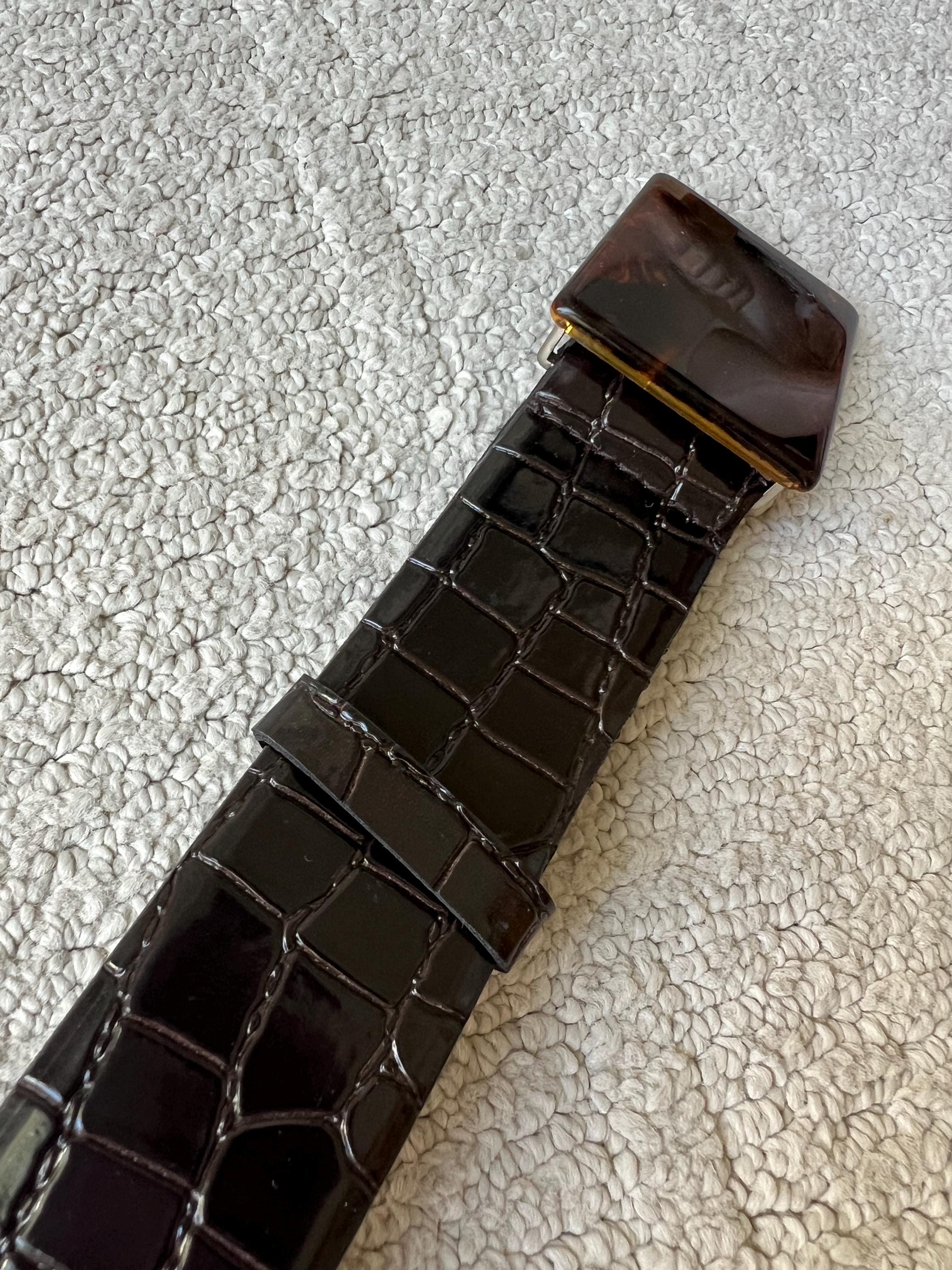 Vintage Trafalgar, Dark Brown, Croc Embossed Leather Belt 