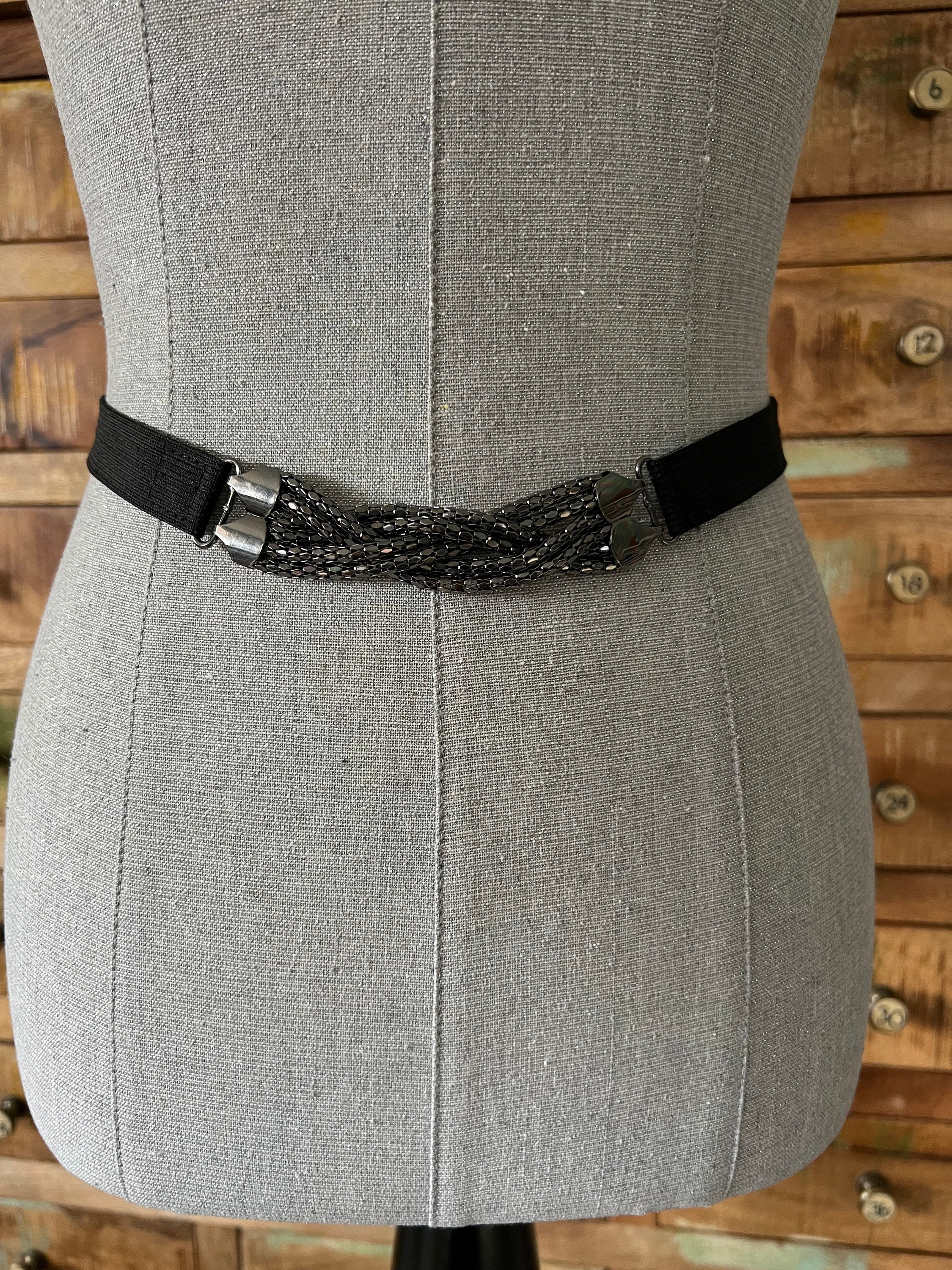 Navy White Custom Made Beaded Pull On Elastic Belt Equinavia Siri Polo Belt- Equestrian Accessories main image 4