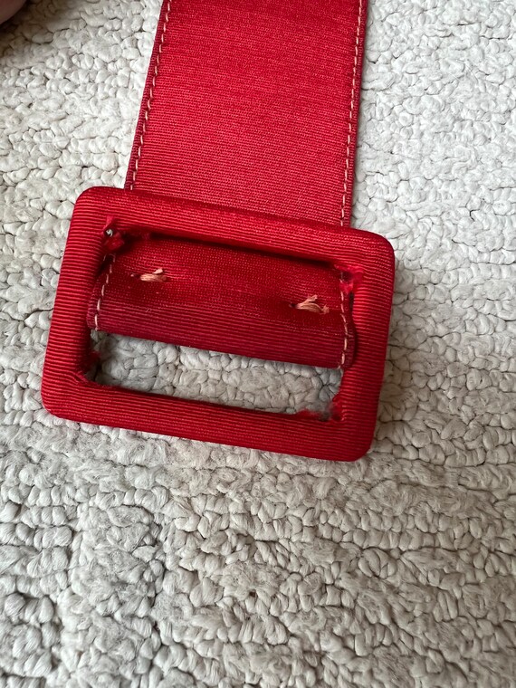 Vintage red/tan topstitching waist belt - image 6