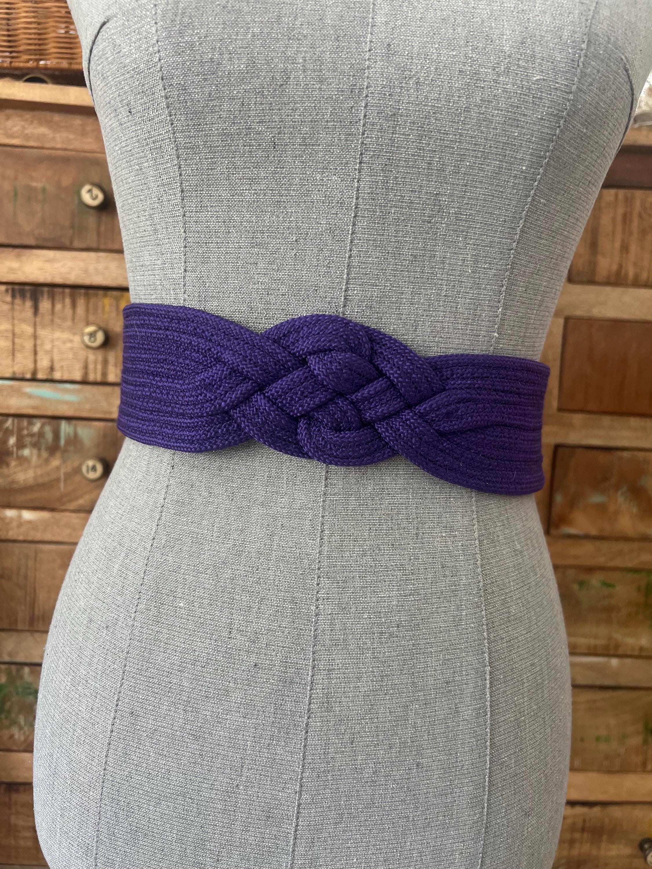 Vintage purple woven Velcro waist belt SZ S/M