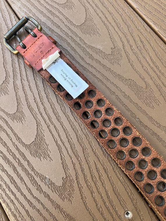 Vintage J Crew Brown Leather/bronze Grommet Belt - Etsy display picture 1