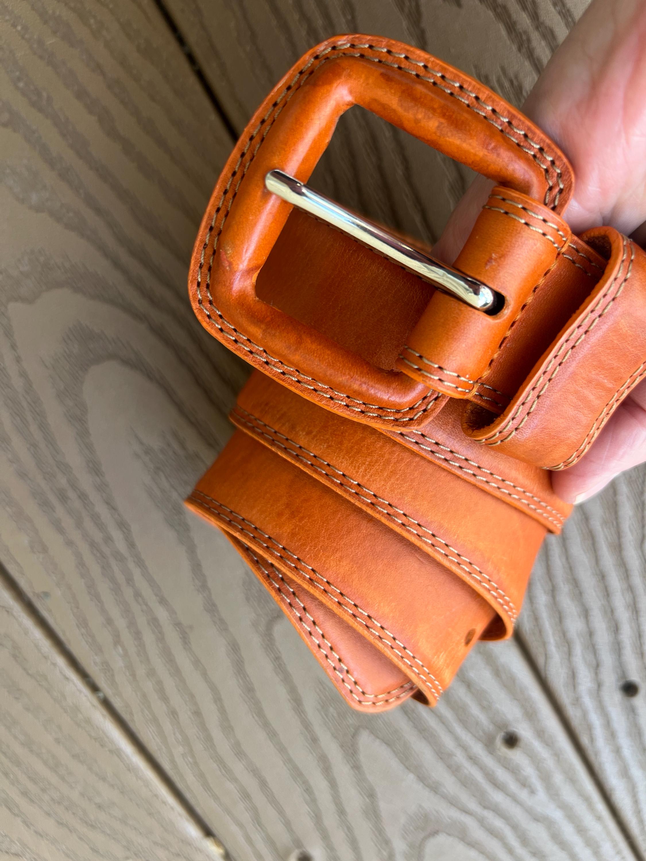 Holt Renfrew Vintage Linea Pelle Western Braided Brown Leather Belt Medium Woven Braided Leather Belt Linea Pelle Wide Tan Handmade  main image 4