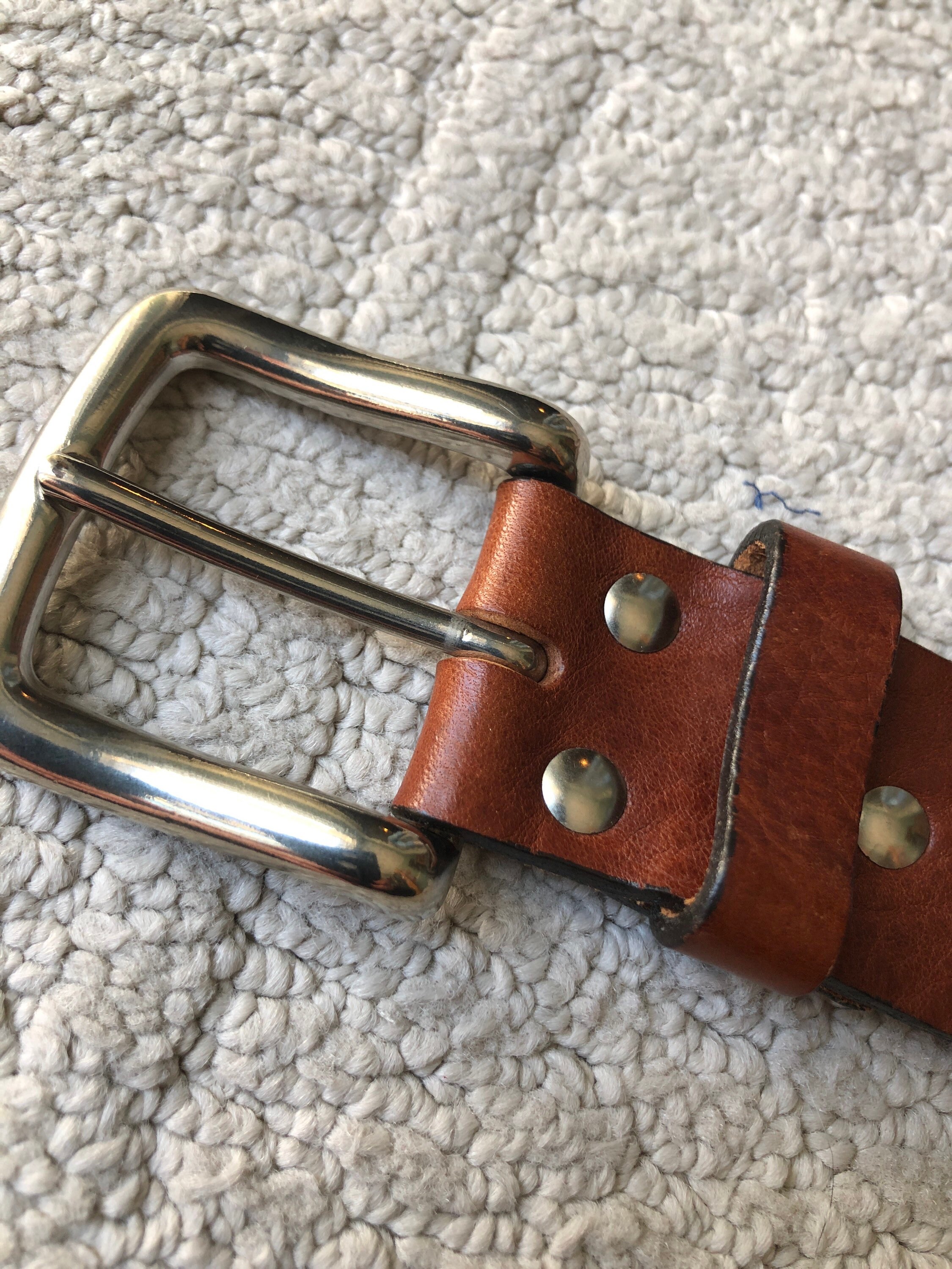 Vintage Express Brown Leather Belt W/studded Leather Flowers  display picture 1