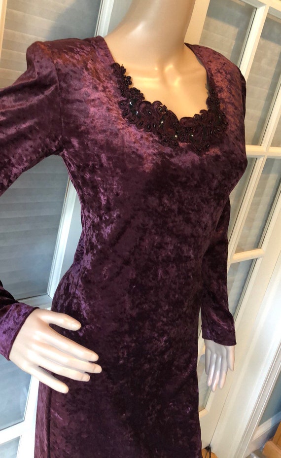 Vintage All That Jazz Purple Velvet Embellished Dress Etsy