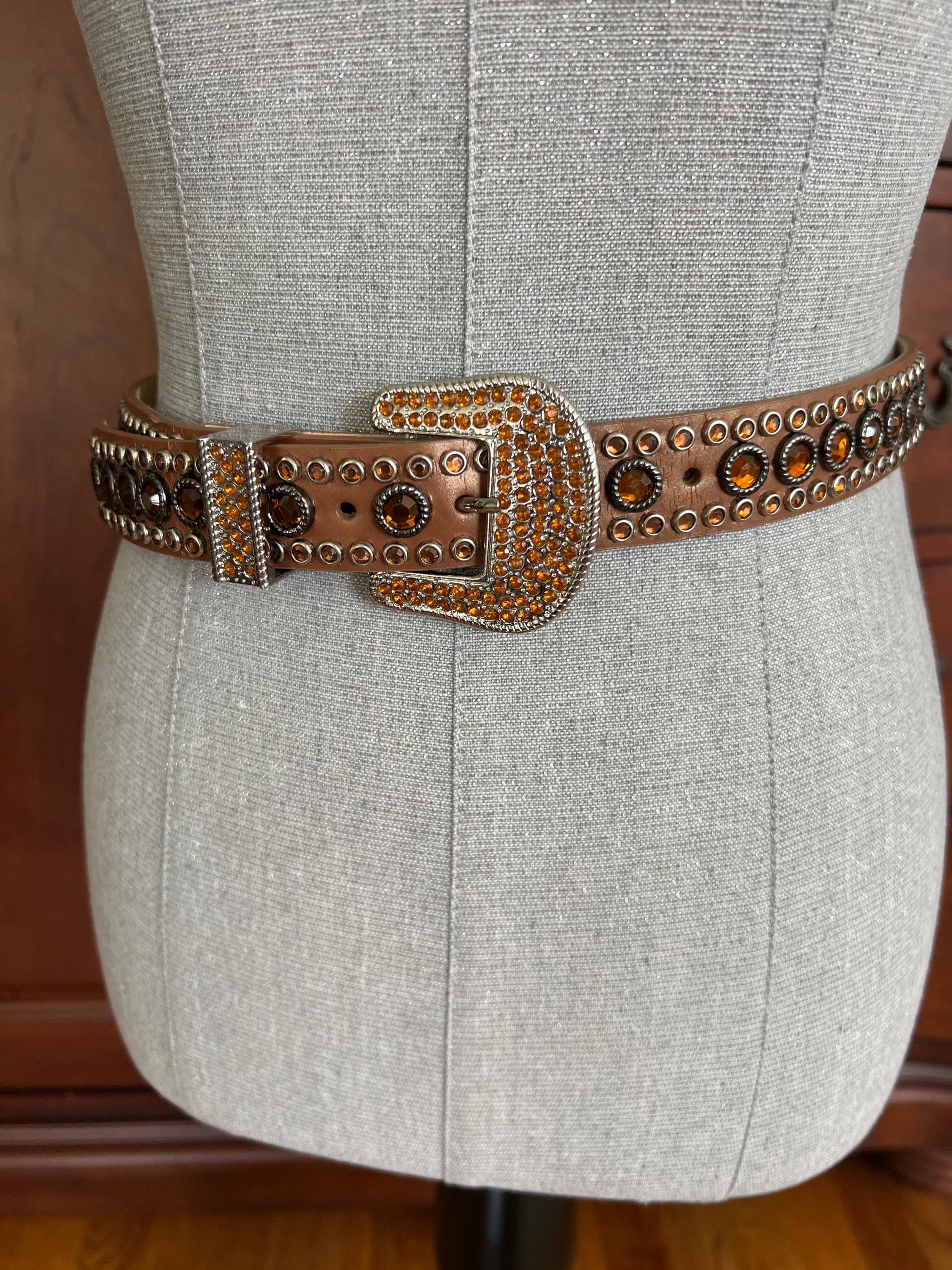 Ceinture En Cuir Marron Olga Santini Taille M - Occasion, Style Italien, Réglable Hanche/taille