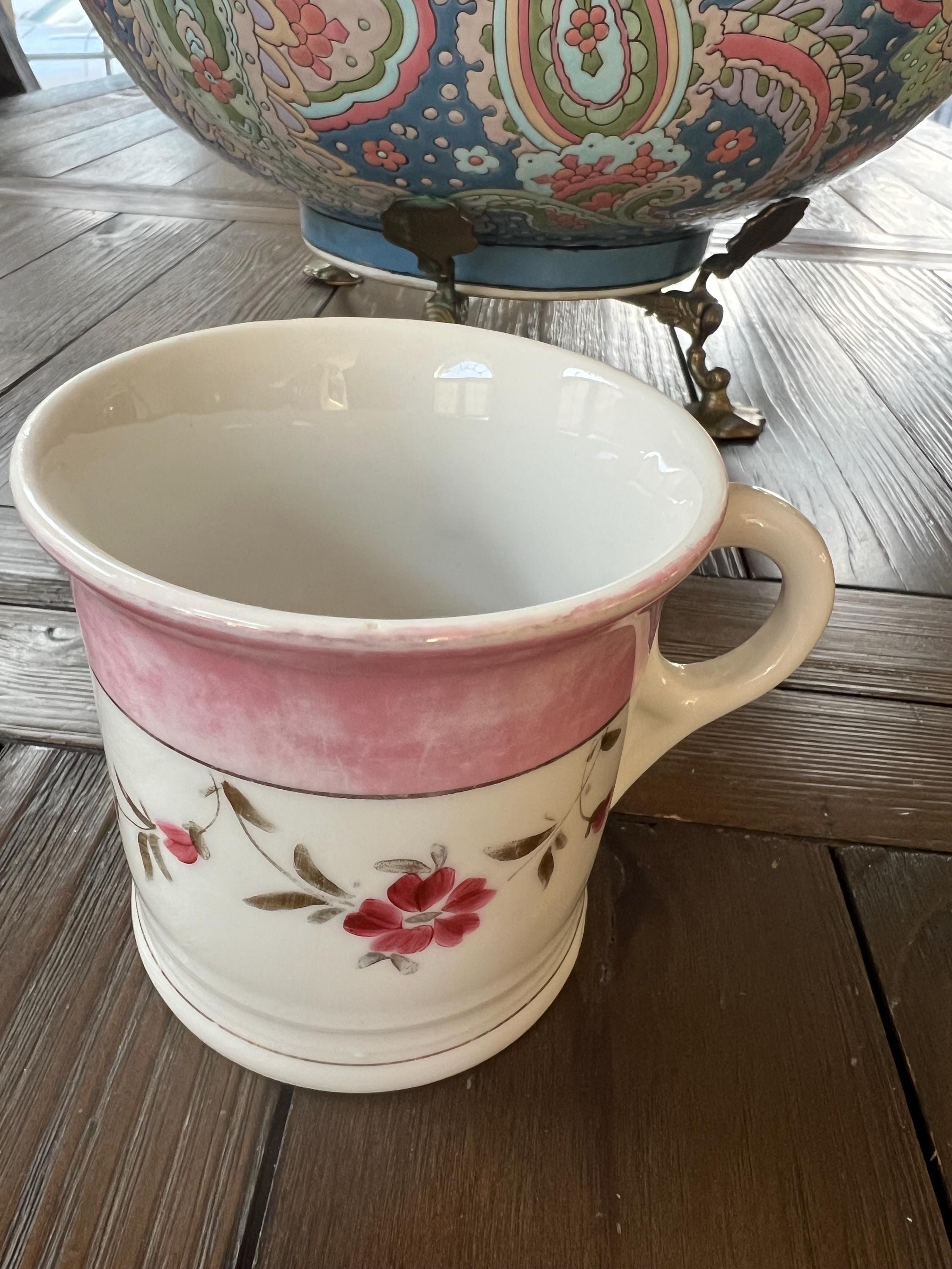 ヴィンテージアンティーク花柄磁器シェービングマグ - Etsy 日本