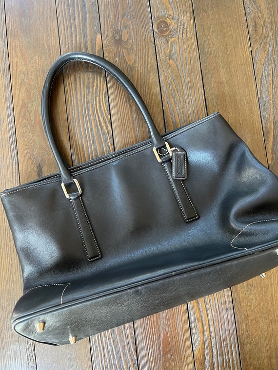 Vintage Coach Black Leather Business Tote 7757 Etsy