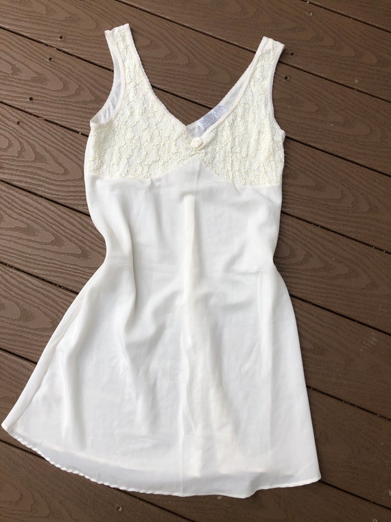 Vintage 90s Val Mode lingerie ivory Chemise - image 7