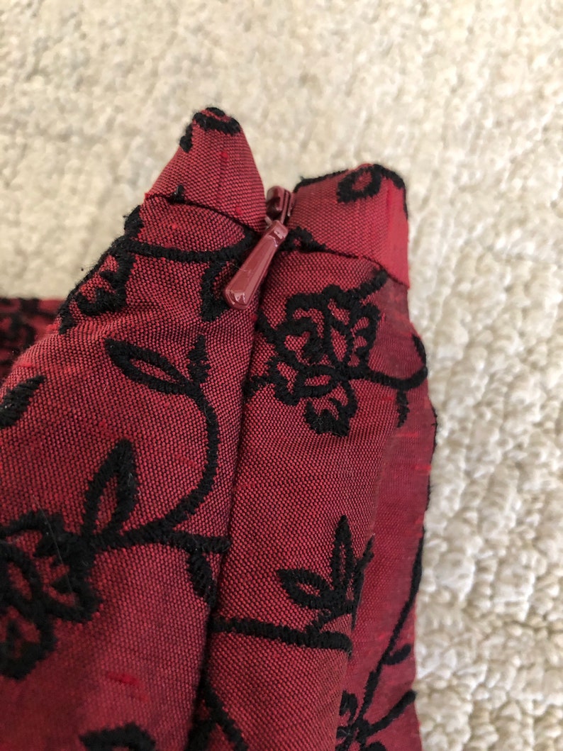 Vintage Ann Taylor silk red/Black and brighter floral mini skirt image 9