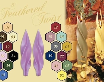 Beeswax Feathered Candles One Pair Taper Candles 8" OR 12" tall in your choice of color