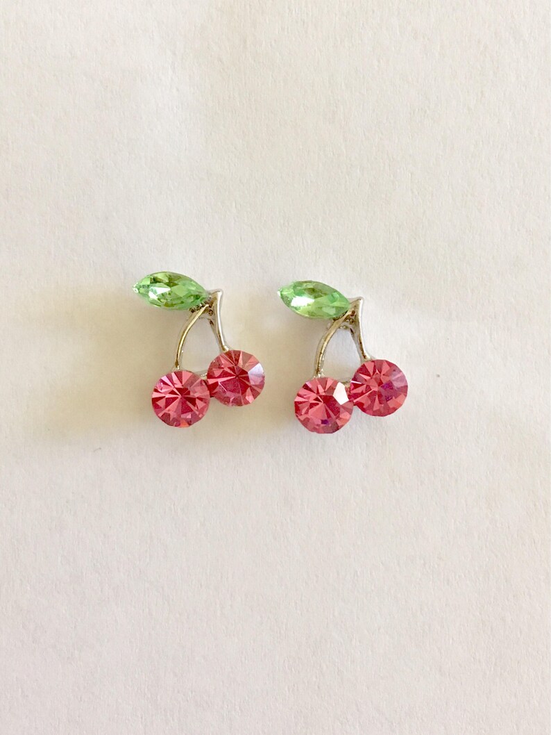 Cherry Diamond Earrings Etsy