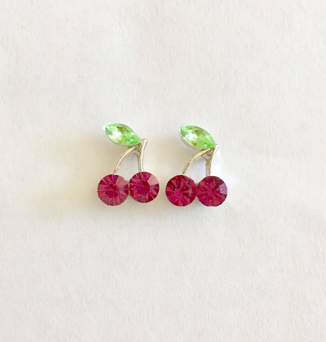 Cherry Diamond Earrings Etsy