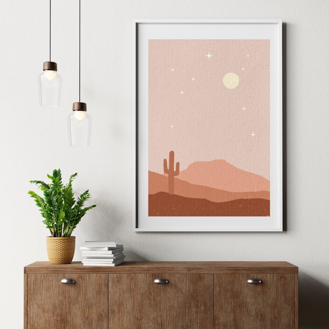 Pink Desert Boho Landscape [no Quote] - Poster Various Sizes - the ...