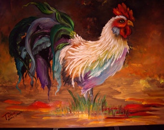 rooster art etsy