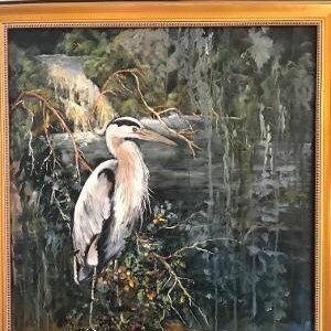 ORIGINAL oil blue heron painting,Blue Heron print,Blue heron wall decor,Blue Heron Wall Art,Bird ptg,Exoctic Bird,Wild Bird,mothers day gift