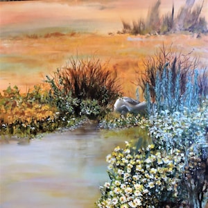 Daisy painting,Daisy print,Landscape Painting,Landscape Print,sunset painting,daisy wall decor,daisy wall art,Meadow art,mothers day gift