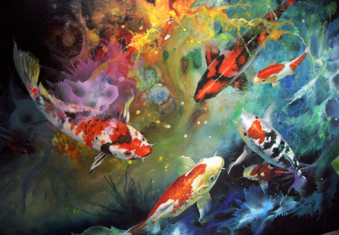 Koi Painting,koi Print,koi,koi Wall Decor,koi Wall Art, Fish Water,fish