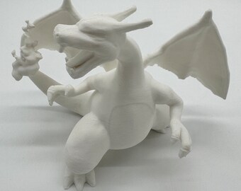 3D Printed Charizard All White Fidget Toy Desk Home Decor Gift Adult Kids Holiday Gift For Him