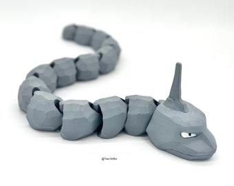 24" Onix Pokemon Articulated Toy Flexible Fidget Snake Statue Action Figure Stress 3D Print Buster