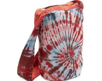 Womens Retro Hippie Hobo Boho 100% Cotton Handmade TIE DYE Sling Crossbody Travel Yoga Bag Bohemian Purse Valentines Gift under 30