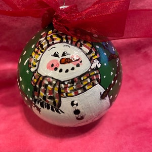 Snowman - Hand Painted Glass Ornament