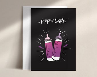 poppin' bottles - baby girl | baby card | DISC0060