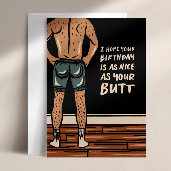 espero que tu cumpleaños sea tan bonito como tu trasero (él) / tarjeta de cumpleaños / BD0001