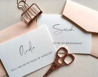 Personalised Bridal Party Proposal Card | Will You Be My Bridesmaid Card for Best Friend | Beautiful Script Font | Folded or Flat Option