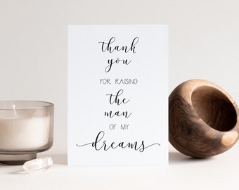 Thank You For Raising the Man of My Dreams Wedding Day Card for Future In Laws | Card for Wedding Day from Daughter in Law
