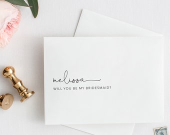 Tarjeta de propuesta de dama de honor personalizada: invitación minimalista para una boda
