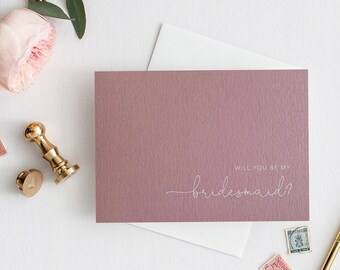 Gorgeous Bridesmaid Proposal Card | Will You Be My Maid of Honour Card | Wild Rose Cardstock with White Ink Printing | Bridesmaid Box Card