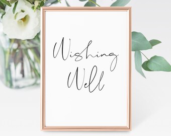 Wedding Wishing Well Sign Printable PDF | DIY Wedding Decor and Signage | Stunning Script Font Wishing Well Mila Collection | 5x7 and 8x10